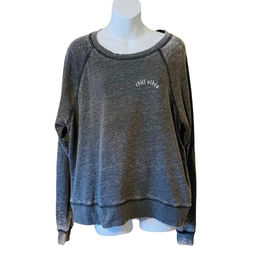 Amuse Society acid wash relaxed Chill Vibes pullover sweater